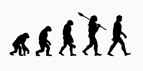 Evolution of human from ape - silhouette progression